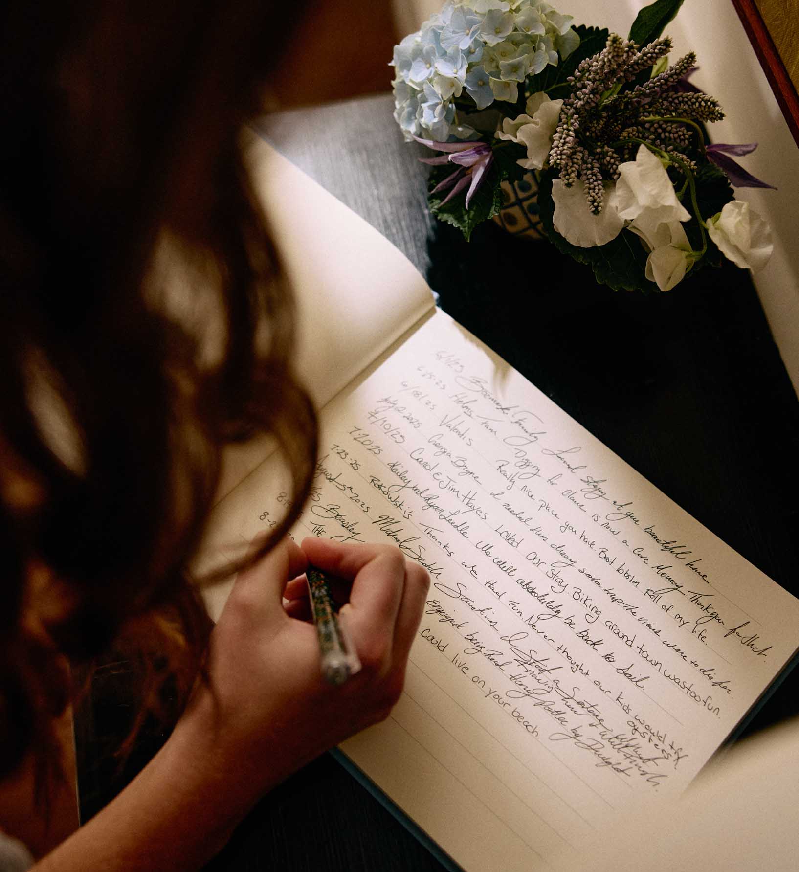 Embroidered Guest Book - Hydrangea